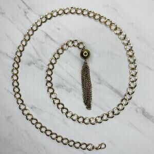Vintage Womens Gold Tone Chain Link Belt Tassel Charm Small/Medium (S/M) ✨